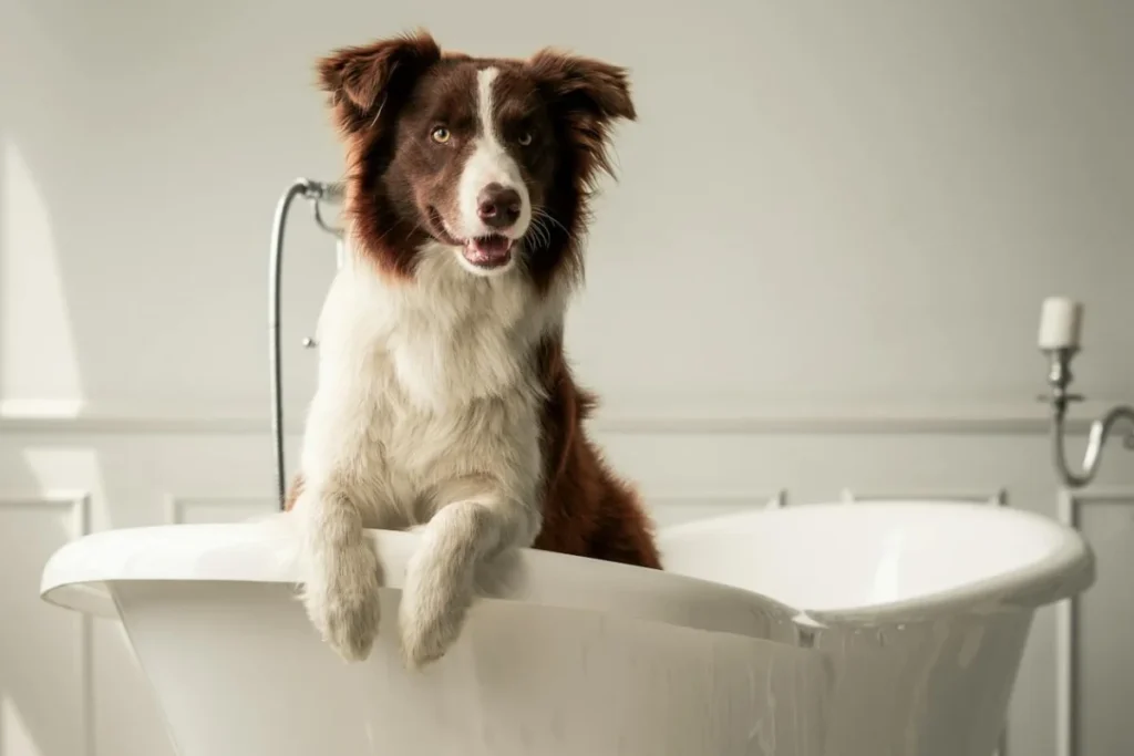 Dog in a bathtub